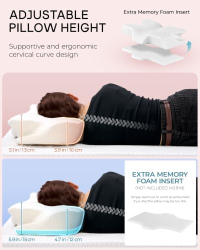 Elviros Cervical Memory Foam Pillows for Neck Pain Relief,Medium Firm - Image 4
