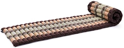 Leewadee - Foldable Floor Mattress - Japanese Roll Up Futon -Trifold Tatami Mat- Guest Floor Bed - Camping Mattress - Thai Massage Mat, Kapok Filled, 75 x 20 inches, Brown by Leewadee