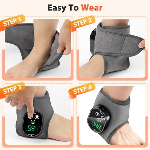 Ankle Heating Pad with Massage, Cordless Heated Ankle Foot Massager for Pain Relief – 4 Heat Levels & 2 Vibrations, Rechargeable Wrap for Plantar Fasciitis, Arthritis, Sports Recovery - Image 6