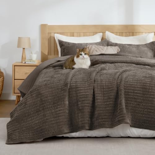 BEDELITE Velvet Quilt Set King Size, Luxury Velvet Comforter Bedding - Image 2