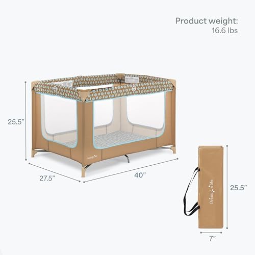 Dream On Me Zodiak Portable Playard, Compact for Travel, Carry Bag, Coffee/Blue - Image 4