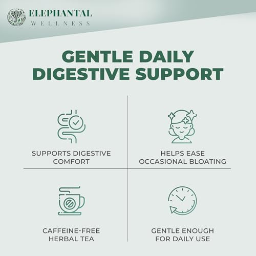 Elephantal Wellness Digestion Herbal Tea – Supports Healthy Digestion & Gut Comfort | Burdock Root, Ginger, Fennel, Peppermint, Turmeric & Chamomile | Caffeine-Free Loose Leaf Tea – 4oz, 40 Servings - Image 3