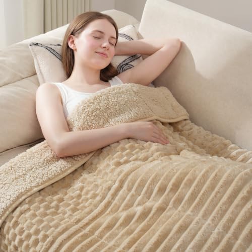 Drewin Weighted Blanket Queen Size for Adults 15lbs,Light Khaki,48" x 72" by Home