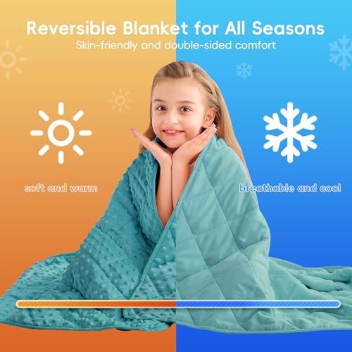 yescool Weighted Blanket 7 Pounds Teal Heavy Blankets, Microfiber Weighted Throw Blanket Breathable Warm Fleece Minky Blanket for 60-80lbs, 40"x60" - Image 2