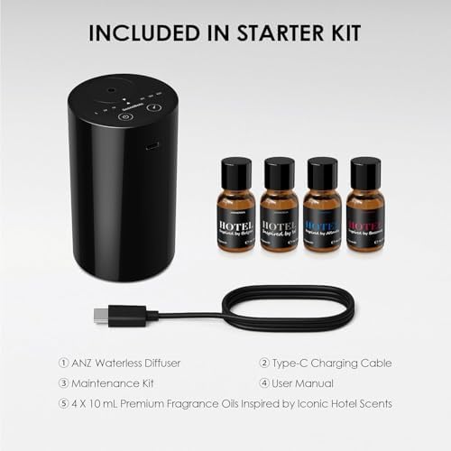 ANZ Waterless Essential Oil Diffuser Starter Kit, Black - Image 6