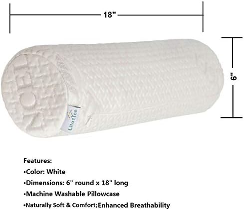 Pillowcase Ultra-Soft Cover for Neck Roll and Cervical Bolster Round Pillow of LitoTree (18x6 inch Pillowcase White) (Pillow case only, Does not Include The Pillow) - Image 2