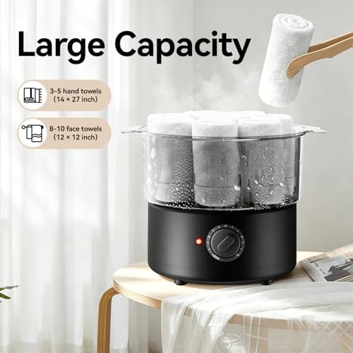 Mini Hot Towel Warmer - 1 min Steam & 60℃ in 20mins, Towel Steamer for Facials/Barber/Massage, Portable 2.4lbs Small Heater for Home Spa/Bathroom/Light Salon Use (Black-X-Small) - Image 4