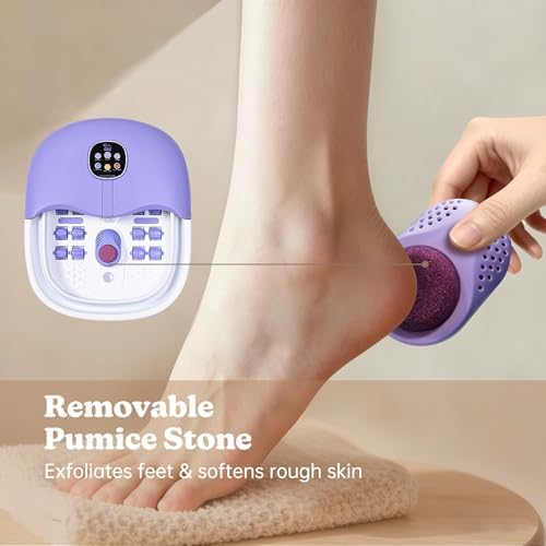 Collapsible Foot Spa Bath Massager with Heat Bubbles and Vibration Massage and Jets, 16oz Tea Tree Oil Foot Soak with Epsom Salt, Foot Bath Basin with Red Light & Remote - Purple - Image 6