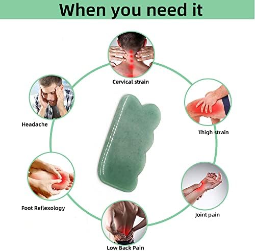 Gua Sha Facial Tool Natural Jade Stone Massage Board Tools for SPA Acupuncture Therapy Trigger Point Treatment, Gua Sha Scraping - Image 4
