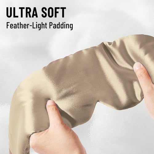 100% Mulberry Silk Sleep Mask, Large Eye Cover for Sleeping, Comfortable and Pressure-Free Sleeping Masks for Women Men, Completely Blackout (Taupe) - Image 3