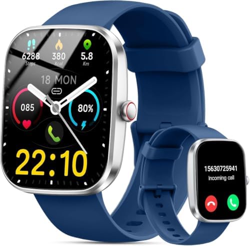 Smart Watch for Men Women Answer/Make Call, 1.91" HD Touch Screen Smart Watch, 100+ Sports Fitness Watch, Heart Rate/Sleep/SpO2 Monitor/Pedometer, IP68 Waterproof Fitness Tracker for Android iOS, Blue by UAUE