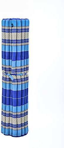 Leewadee - Foldable Floor Mattress - Japanese Roll Up Futon -Trifold Tatami Mat- Guest Floor Bed - Camping Mattress - Thai Massage Mat, Kapok Filled, 75 x 57 inches, Blue - Image 4