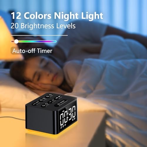3-in-1 Sound Machine White Noise Machine Dual Alarms 12 Color Night Lights 30 Soothing Sounds 15 Wake Up Sounds 32 Volume for Baby Adults Kids Sleep Timer Memory Function Backup Battery Alarm Clock - Image 4