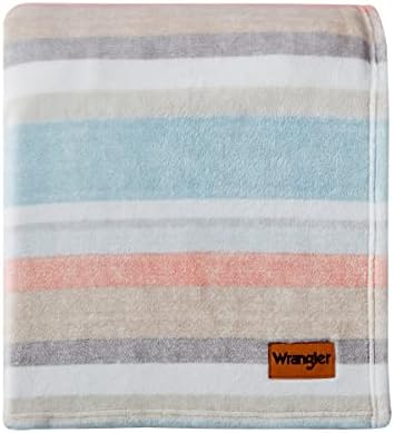 Wrangler - King Size Blanket, Super Soft & Reversible Plush Fleece Bedding, Throw Blanket for Couch or Bed (Glen Canyon Stripe Blue) - Image 4