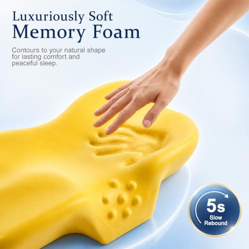 Cervical Neck Pillow for Pain Relief, Ergonomic Memory Foam Pillow for Neck & Shoulder Support，Grey, 60 * 36 * 13cm, Cooling Pillow for Side Back & Stomach Sleepers with Washable Cover - Image 6