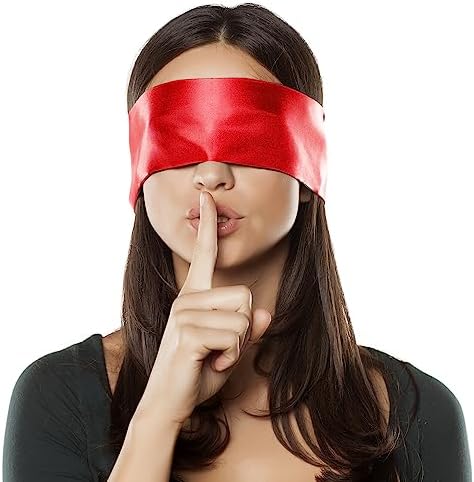 FRESHME Satin Eye Mask for Sleeping - Soft Eye Mask Adjustable Eye Shade Comfy Satin Eye Cover for Women Men Night Travel Nap Meditation Valentine's Day Gift Sleep Companion 160cm/63in Black and Red by FRESHME