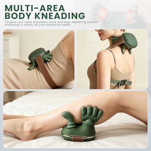 Upgrade 4D Neck and Shoulder Massager with Heat, Wireless Portable Bionic Massage with Real Human Hand Kneading, Neck Massager for Pain Relief Deep Tissue, Relax Muscle Tension(Emerald Green) - Image 6