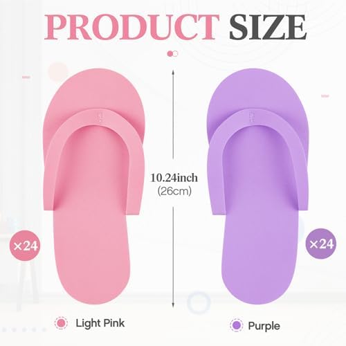 Geyoga 48 Pairs Disposable Flip Flops Pedicure, Light Pink,Light Purple - Image 4