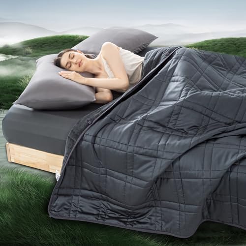 Weighted Blanket King Size 25lbs(88''x104'', Dual-Sided), Reversible King Weighted Blanket with Cozy Warm Velvet & Cooling Tencel Fabric for Adults & Couple All Season - Carry Bag Included, Dark Grey by OMYSTYLE