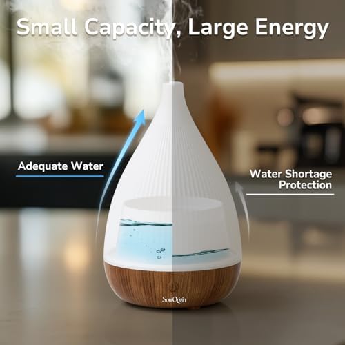 SOULORIGIN Ultrasonic Essential Oil Diffuser, Home Fragrance Aroma Diffuser with Auto Shut-Off, 8-Color Night Light & Ultra-Quiet Operation, BPA-Free Portable Aromatherapy Humidifier for Home (Dark) - Image 3