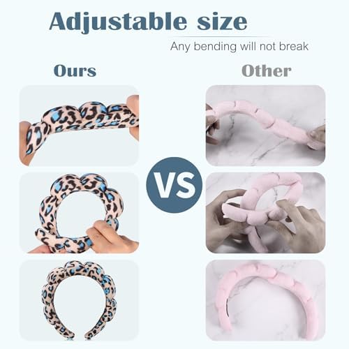 Ztomine Spa Headbands for Washing Face or Facial - Set of 2 Terry Cloth Headbands for Puffy Makeup, Mask, Skin Treatment - Image 4