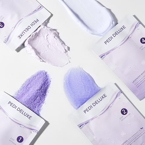 NOVAL Deluxe Pedi Spa 4 Steps Pedicure Kit, Foot Spa Kit with Sea Salt Soak, Sugar Scrub, Mud Masque and Massage Lotion, At Home Pedicure Set for Dry Tired Feet (Lavender Whispers) - Image 5