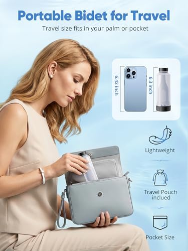Portable Bidet for Travel – Electric Peri Bottle with Dual Spray Modes, 360° Nozzle, Water Bottle Adapter, USB Rechargeable, Waterproof, Travel Bidet for Postpartum & Personal Hygiene (Black) - Image 2