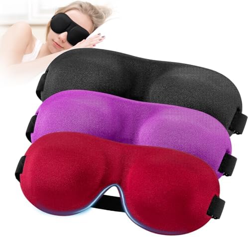 YIVIEW Sleep Mask for Back and Side Sleeper 3 Pack, 100% Blackout Eye Mask by YIVIEW