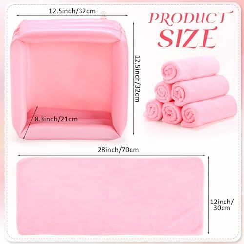 FillTouch 12 Pcs Foot Spa Kit for Girls Kids 12.5''x12.5''x8.3'' Foot Care Bath and 12''x28'' Hand Towels Washbasin Salon Towels Portable for Sleepover Spa Swim Birthday Party Supplies(Light Pink) - Image 2