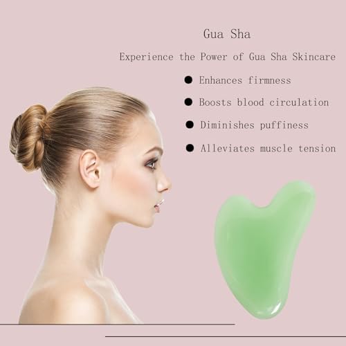 Gua Sha Jade Stone Gua Sha Massage Tool, Guasha Tool for Face and Body Skin Massage. Tools for SPA Acupuncture, Pink Stone for Body Face Neck and Eye, Skin Care Gift for Woman - Image 3