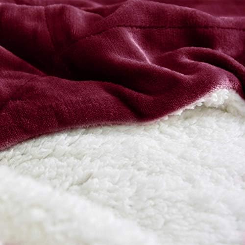 NANPIPER Sherpa Blanket Twin Thick Warm Blanket for Winter, Super Soft Fuzzy Flannel Fleece/Wool Like Reversible Velvet Plush (Wine Red, Twin Size 60"x80") - Image 5