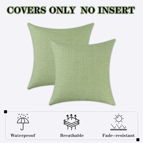 Kevin Textile Outdoor Waterproof 18”x18” Pillow Covers 2 Pack, Sage Green - Image 6