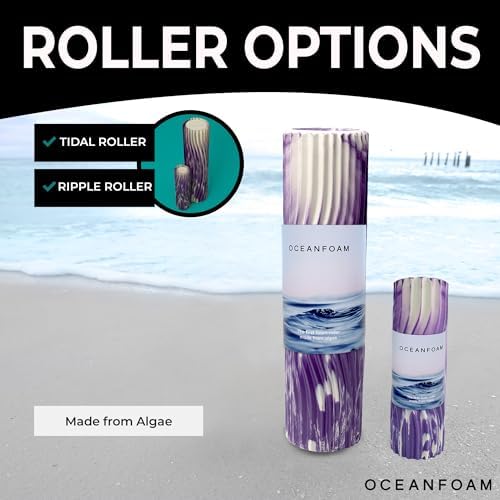 Oceanfoam Tidal Roller - Purple Marbled - Muscle Massage Foam Roller for Back Pain & Stretching - Firm and Ergonomic Wide Wave Textured - Yoga, Athletics, & Wellness - Full Size, 20" x 5" - Image 5