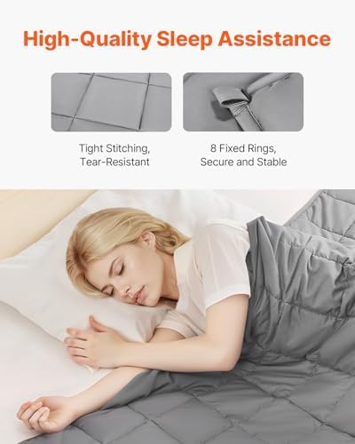 VEVOR Weighted Blanket 88 x 104 inch - King Size, 25 lbs Heavy Blanket with Cooling Glass Beads, Soft & Breathable for All-Season Use, Suitable for Adults 250-310 lbs, Ideal Gift Choice (Grey) - Image 4