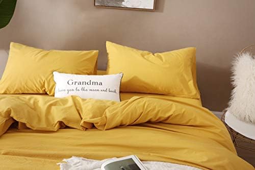 F.Y.Dreams 100% Washed Cotton Duvet Cover for Weighted Blanket 60x80 inches with 16 Ties, Zipper on Long Side/Yellow/Just Duvet Cover - Image 6