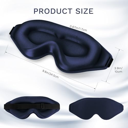 99% Fully Block Out Light Eye Sleep Mask, 3D Deep Contoured Eyes Cover Zero Pressure, Long Lash Extension Eyes Mask with Adjustable Straps for Sleeping Travel Home Nap Rest Women Men (Dark Blue) - Image 2