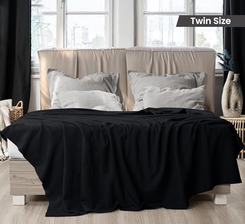 Utopia Bedding 100% Cotton Thermal Blanket Black Twin, 90x72 Inches - Image 2