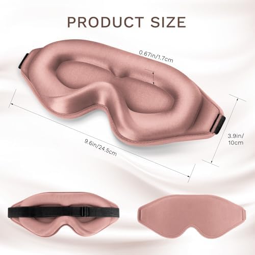 FlyCoco 99% Fully Block Out Light Eye Sleep Mask, 3D Deep Contoured Eyes Cover Zero Pressure, Long Lash Extension Eyes Mask with Adjustable Straps for Sleeping Travel Home Nap Rest Women Men (Rose) - Image 2