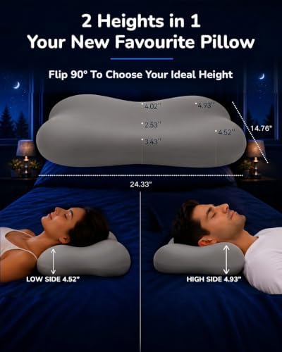 Cervical Neck Pillow for Sleeping, Memory Foam Pillows, Grey - Image 3