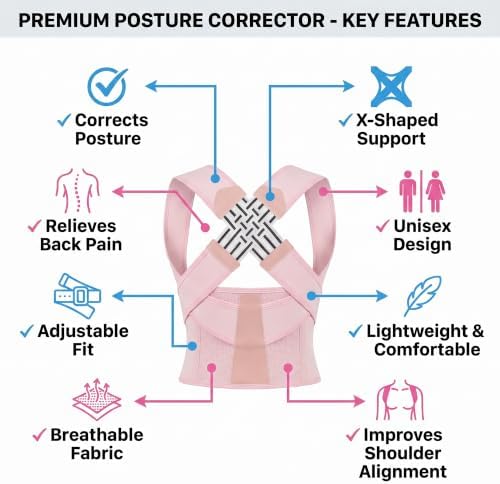 Transform Your Posture with the Back Brace Posture Corrector for Women - Adjustable Upper Support Brace for Neck, Shoulder & Back Straightener - Comfortable & Invisible for All-Day Wear! (Pink, X-Large) - Image 3