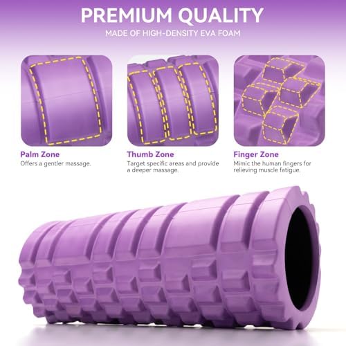 Krightlink Foam Roller for Muscle Massager, Patented 13" High Density Exercise Roller for Muscle and Myofascial Trigger Point Release, Yoga, Back Roller for Fitness, Yoga (Purple) - Image 2