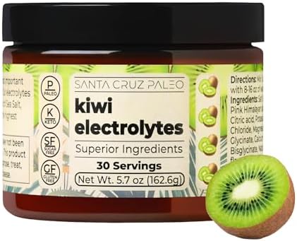 Santa Cruz Paleo Electrolyte Powder, Kiwi Flavor, Sugar Free Hydration Drink Mix with Himalayan Pink Salt, Sea Salt, Magnesium Glycinate, Potassium Chloride, Sweetened with Stevia, 30 Servings by SantaCruzPaleo
