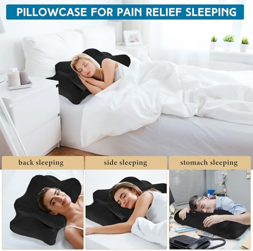 HunnmingRe Pillow Case for Cervical Neck, Black, Queen Size - Image 5