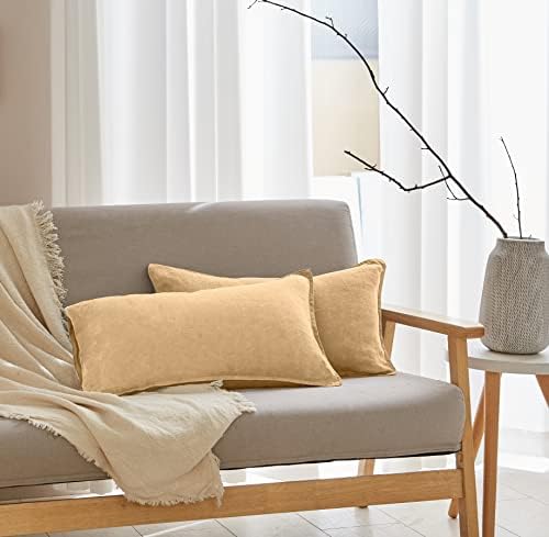 Simple&Opulence 100% Linen Lumbar Pillow Cover 12 x 20 Inches Set of 2 Rectangular Decorative Throw Cushion Cover for Couch Sofa Bed Living Room Office Soft Breathable Farmhouse - Sand by SimpleOpulence