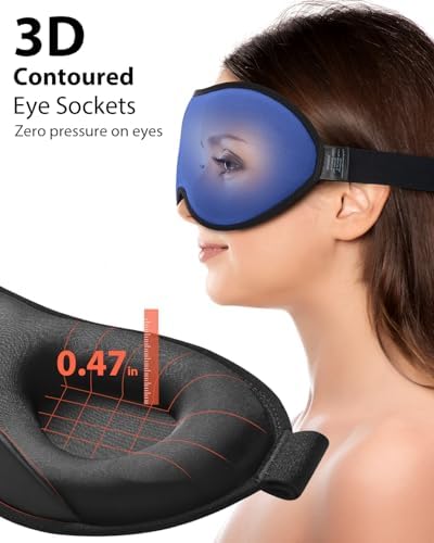 MABAO Weighted Sleep Mask, 100% Blackout Blindfold for Sleeping, Blue - Image 5