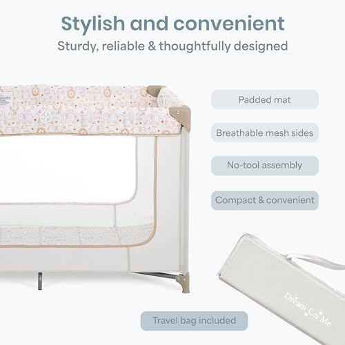 Dream On Me Zodiak Portable Playard, Compact for Travel, Carry Bag, Beige - Image 5