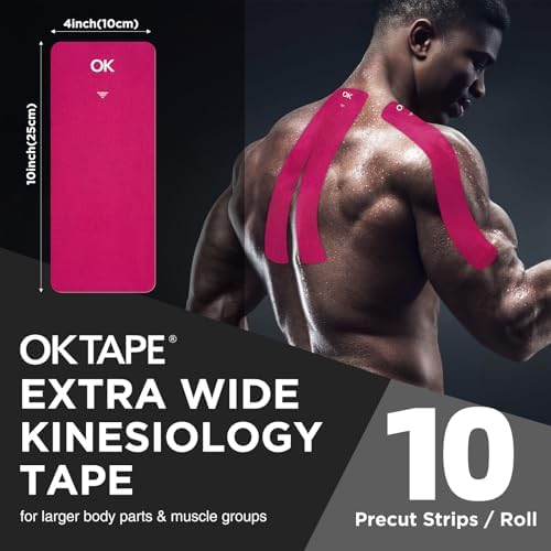 OK TAPE Extra Wide Kinesiology Tape for Shoulder, Back, Precut Strips - Image 2