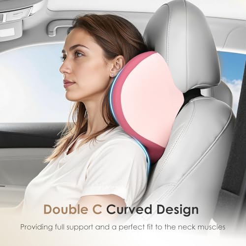 FLORICH Car Seat Cushion & Lumbar Support Pillow & Car Neck Pillow, Ergonomic Memory Foam Driving Seat Cushion for Back & Sciatica Pain Relief, Non-Slip Washable Cushion for Car, Driver, Office-Pink - Image 4