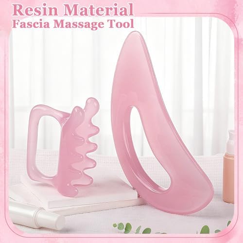 ProSuites 2Pack Fascia Massage Tool,Fascia Blaster for Cellulite Release Pink Resin Body Gua Sha Tool for Waist,Back,Legs,Face - Image 5