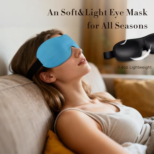 PrettyCare 3D Sleep Mask 2 Pack,Eye Mask for Side Sleeper 3D Contoured Sleeping Mask Blackout Out for Men- Blindfold Airplane with Ear Plugs, Night Masks with Travel Bag (Black&Blue) - Image 2